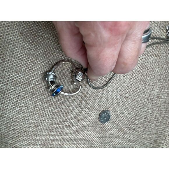 Brighton Charm Holder Necklace Open Heart Reversible Snake Chain 16-18" with Cha - Picture 8 of 10